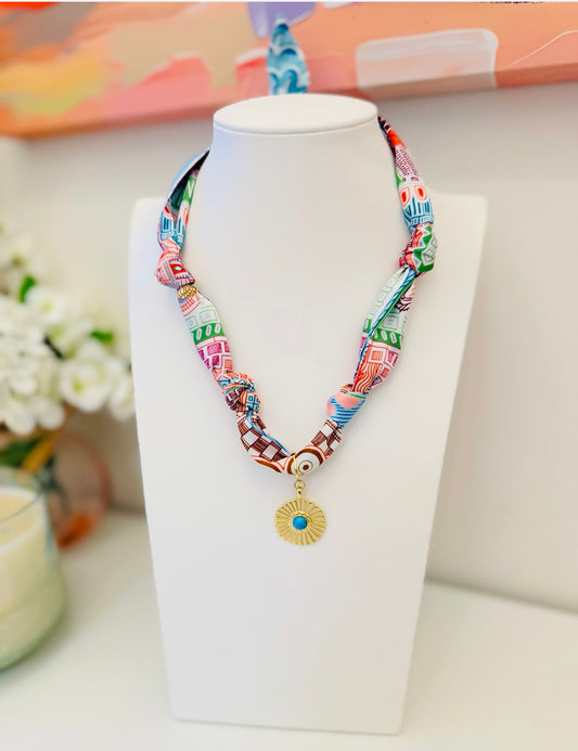 The Create Your Own Necklace-Scarf P-Turquoise Coin