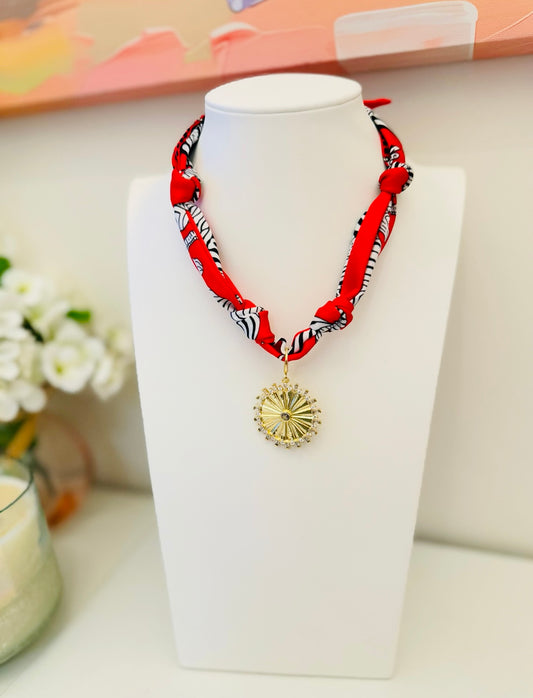 The Create Your Own Necklace-Red Zebra-Large Coin
