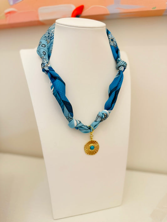 The Create Your Own Necklace-Scarf D-Turquoise Charm