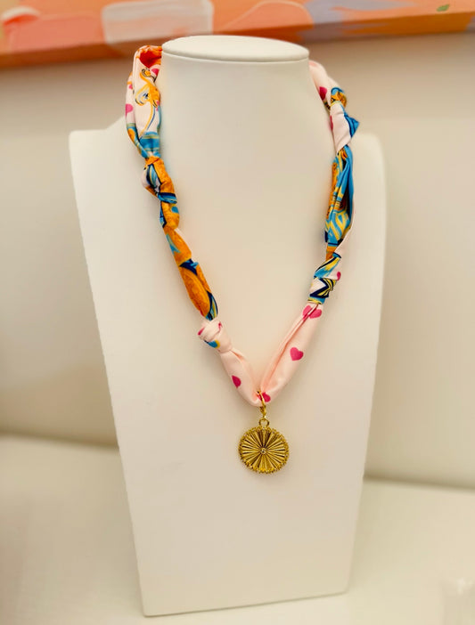 The Create Your Own Necklace-Pink Heart Print-CZ Coin