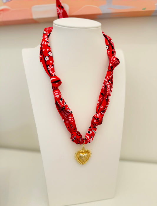 The Create Your Own Necklace-Red Bandana-Queen Heart