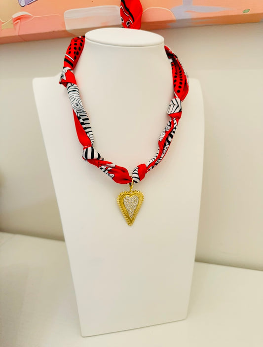 The Create Your Own Necklace-Red Zebra-Zuri Heart