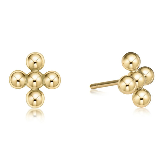 ENewton/ Signature Cross Beaded 4MM Gold Stud