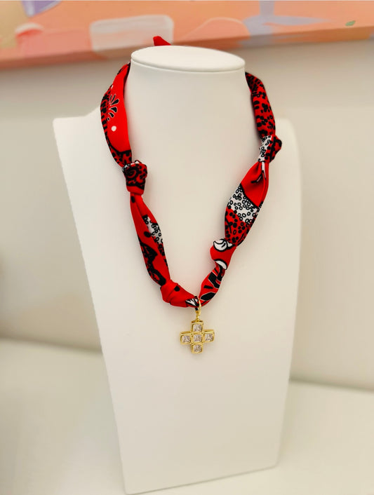 The Create Your Own Necklace-Red Panther-Block Cross