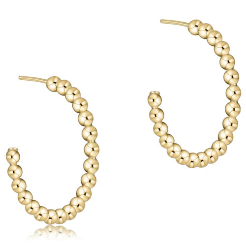 ENewton/ Beaded Classic 1.25" Post Hoop-4mm Gold