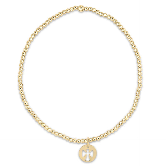 ENewton/ Classic Gold 2MM Bead Bracelet-Guardian Angel Small Gold Disc