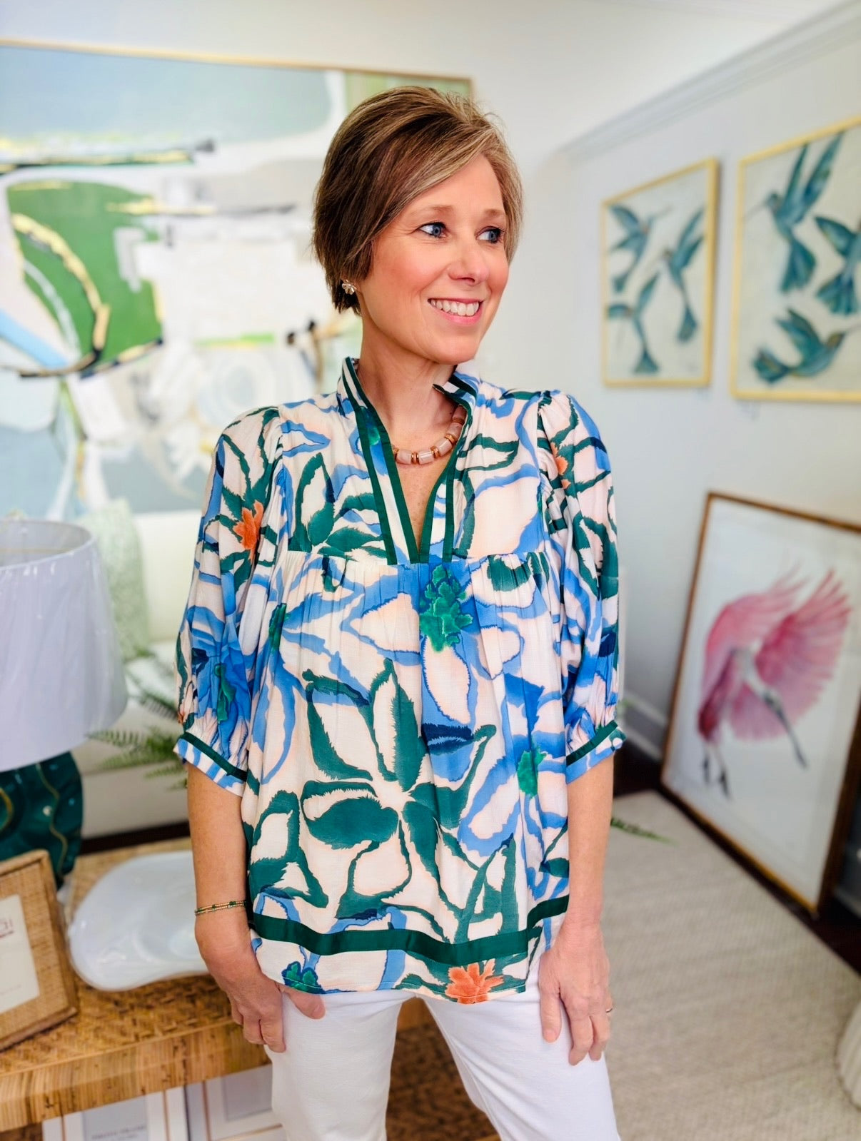 Jade/ The Wandering Bloom Blouse
