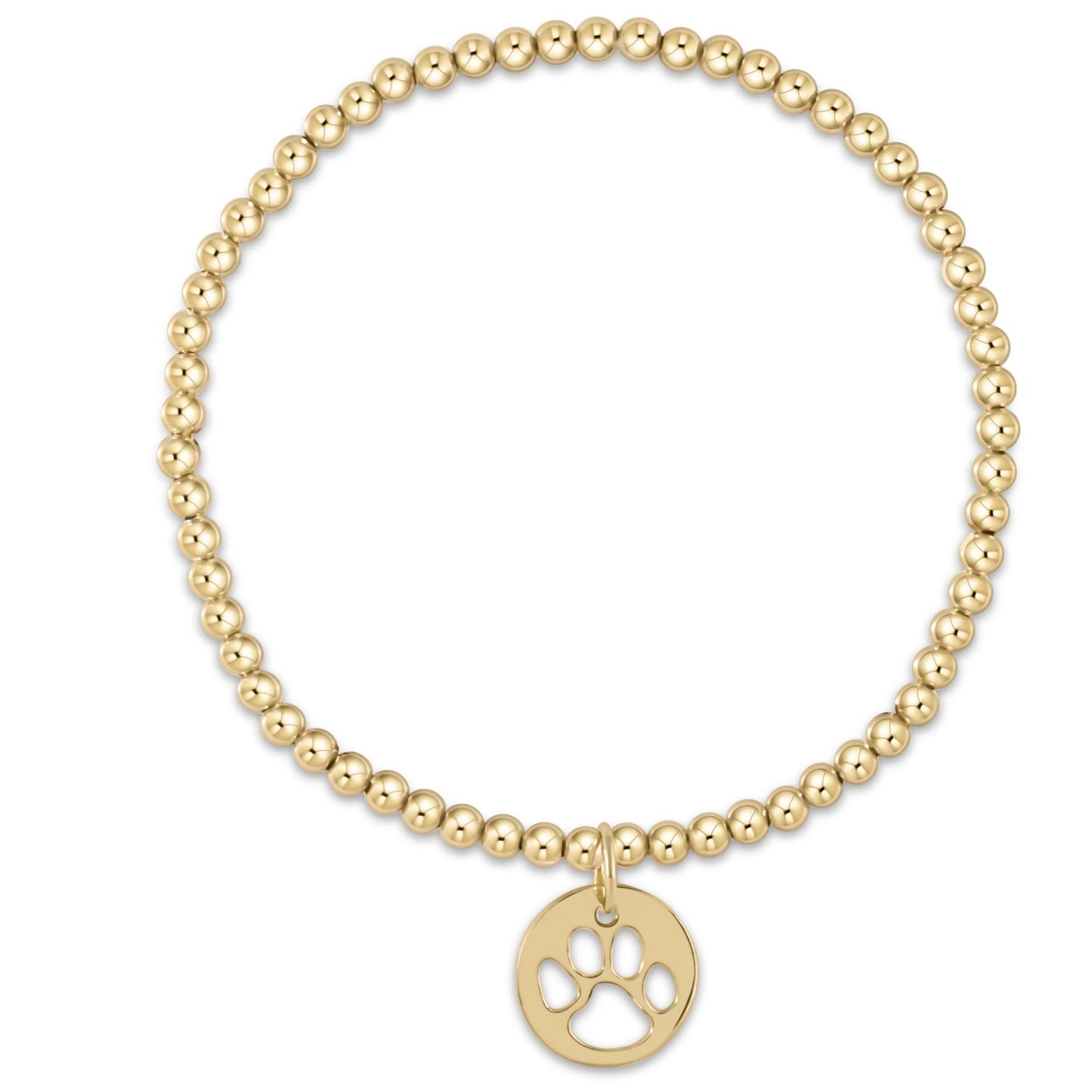ENewton/ Classic Gold 3MM Bead Bracelet-Paw Print Gold Disc