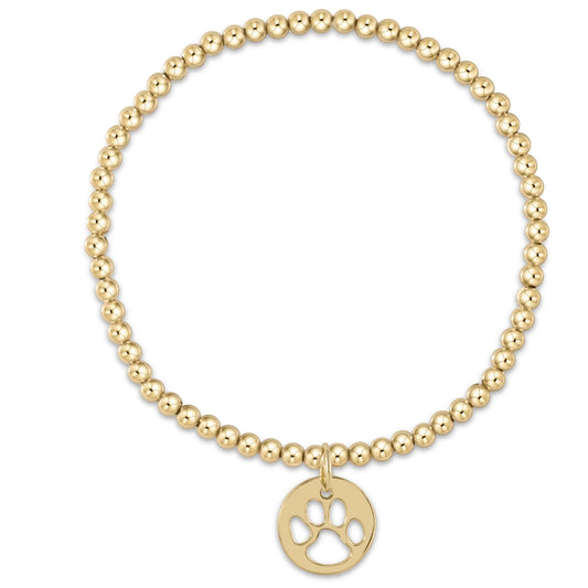ENewton/ Classic Gold 3MM Bead Bracelet-Paw Print Gold Disc