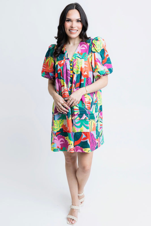 The Birds of Paradise Puff Dress