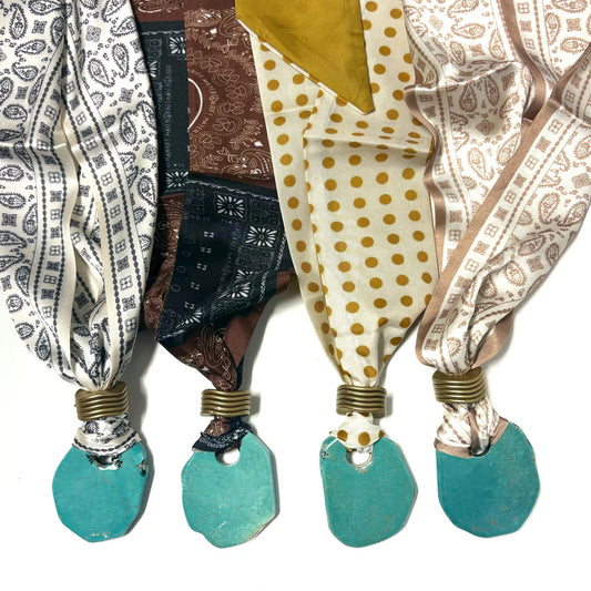 BPD/ The Cass Necklace/ White and Brown Bandana