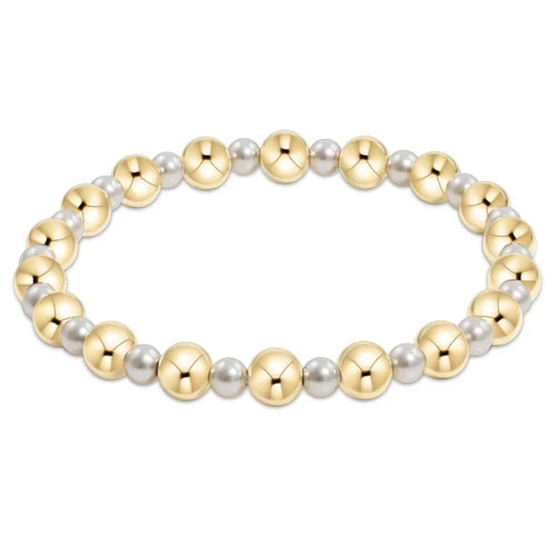 ENewton/ Pearl Grateful Pattern 4MM Bead Bracelet-6MM Gold