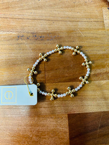 Enewton/Signature Cross Sincerity Pattern Pearl 3mm Bead Bracelet- Classic Beaded signature cross gold- 4mm bead gold