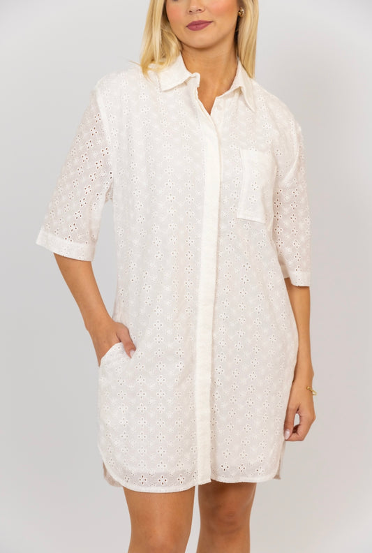 The Eleanor Eyelet Shirt Dress/ FINAL SALE