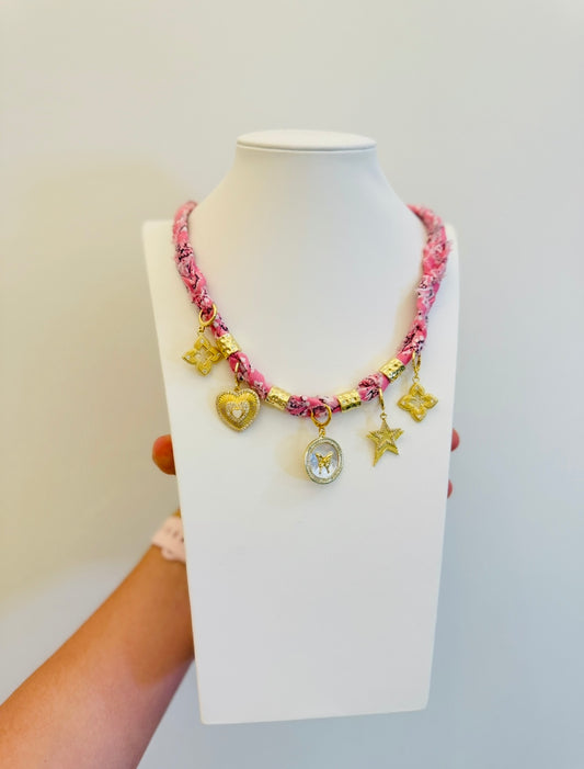 The Kasey Multi Charm Bandana Scarf Necklace