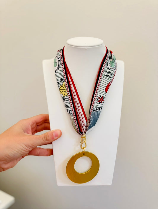 BPD/ Scarf III Necklace/ Gold Open Circle Pendant