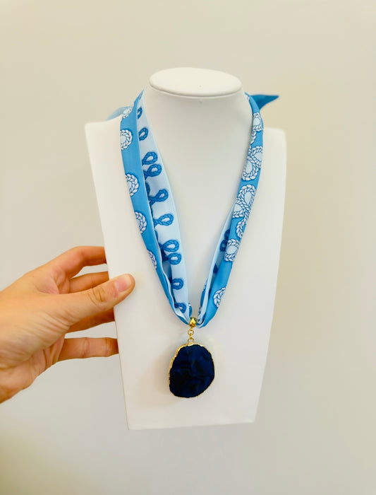 BPD/ Scarf I Necklace/ Blue Stone Pendant
