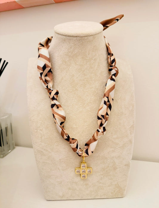 The Create Your Own Necklace-Taupe Neutral-Block Cross