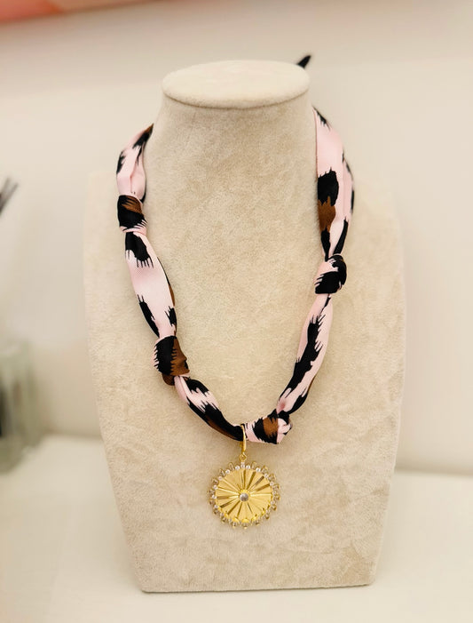 The Create Your Own Necklace-Beige Leopard-Large Coin