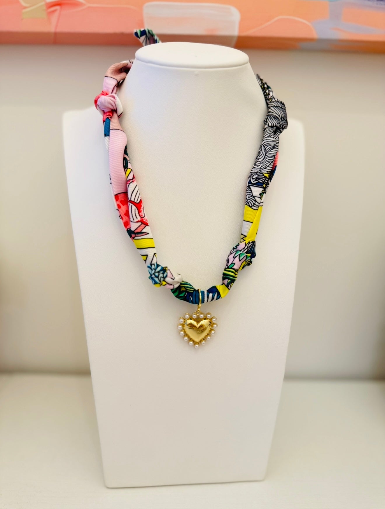 The Create Your Own Necklace-Scarf KK-Pearl Heart