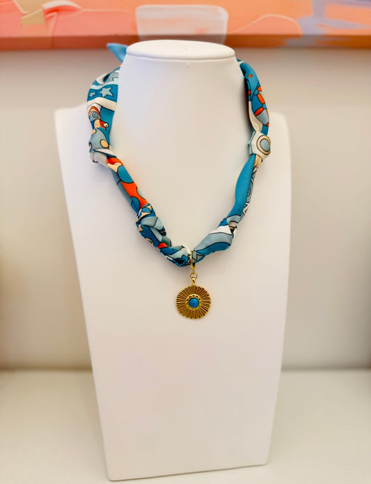 The Create Your Own Necklace-Scarf QQ-Turquoise Coin
