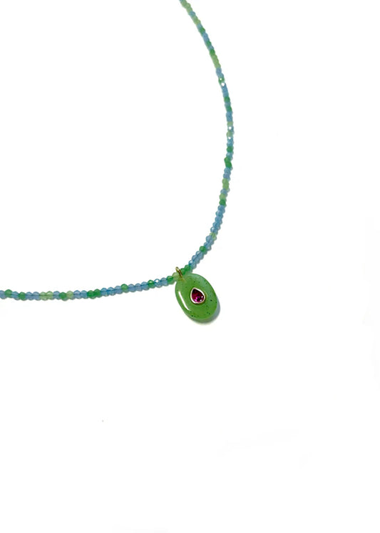 BPD/ The Kat Necklace/ Green + Green and Blue Mix