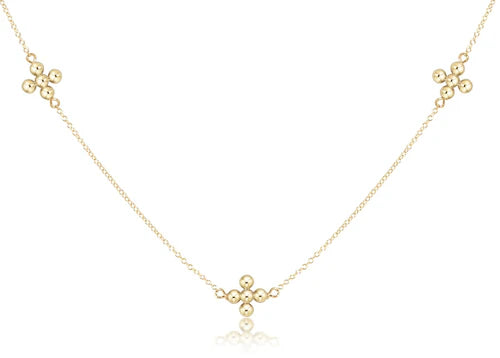 ENewton/ 15" Choker Simplicity Chain Gold-Classic Beaded Signature Cross Gold