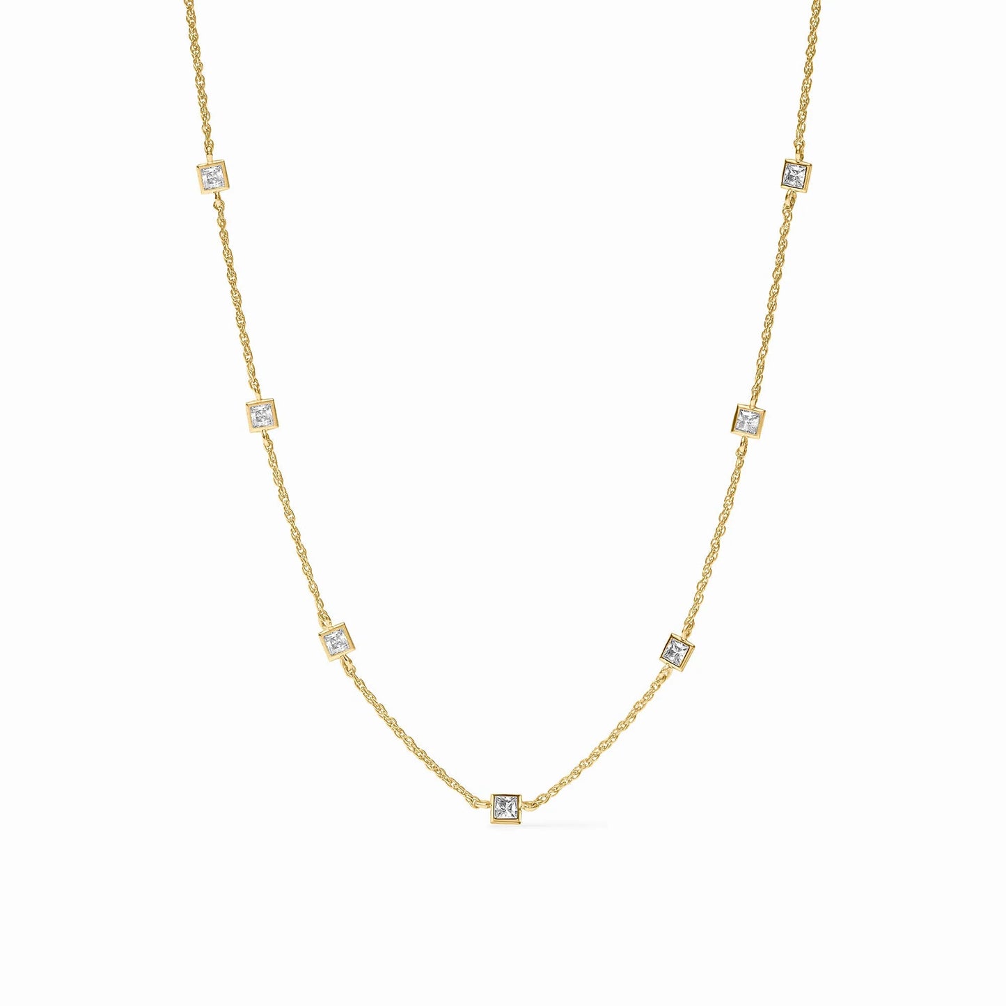 Julie Vos/ Jolie Delicate Station Necklace/ Clear Cubic Zirconia