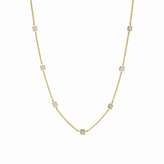 Julie Vos/ Jolie Delicate Station Necklace/ Clear Cubic Zirconia
