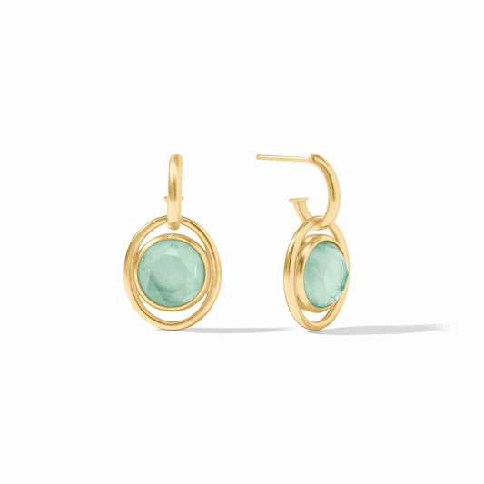 Julie Vos/ Laguna Hoop & Charm Earring/ Iridescent Aquamarine Blue