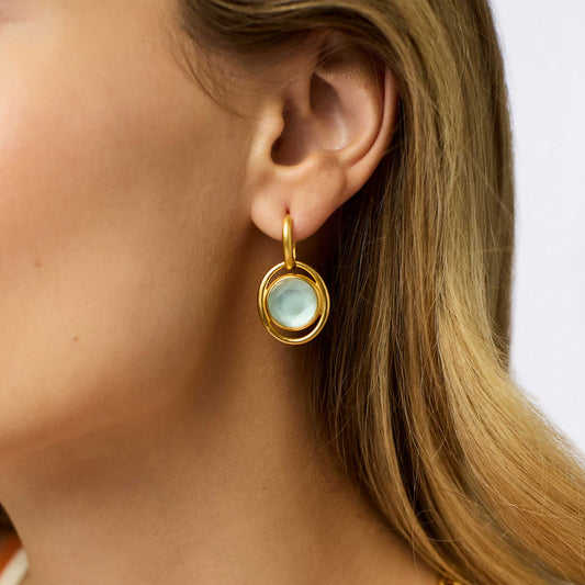 Julie Vos/ Laguna Hoop & Charm Earring/ Iridescent Aquamarine Blue