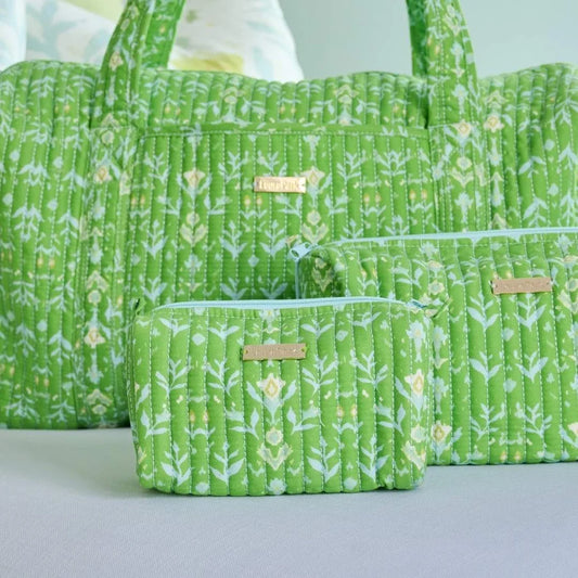 Laura Park/ Signature Small Cosmetic Bag/ Petal Garden Green