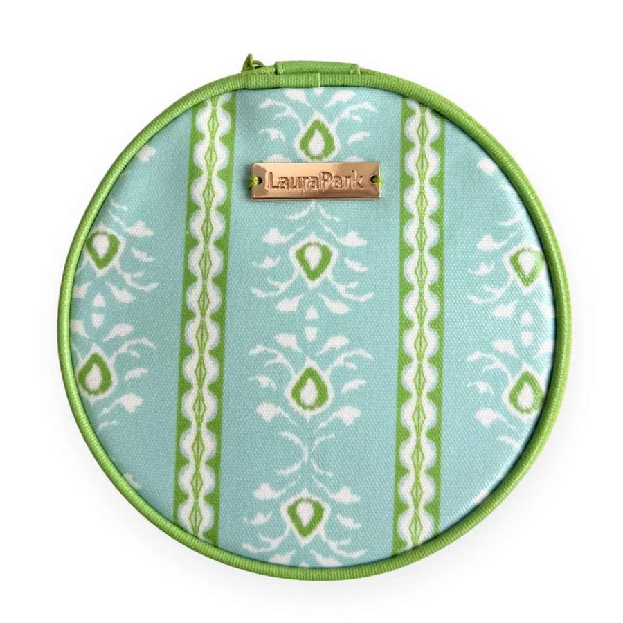 Laura Park/ Round Jewelry Case/ Rosemary Stripe Blue
