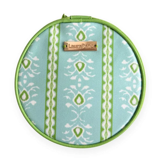 Laura Park/ Round Jewelry Case/ Rosemary Stripe Blue