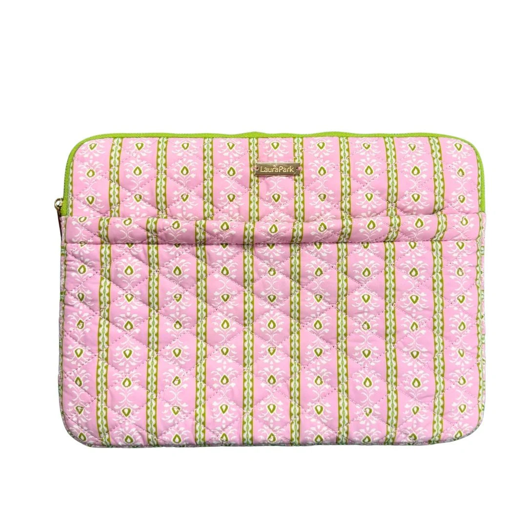 Laura Park/ Quilted Laptop Case/ Rosemary Stripe Pink