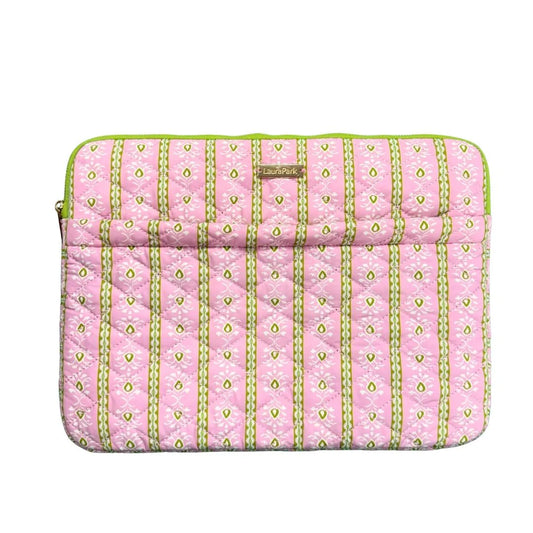 Laura Park/ Quilted Laptop Case/ Rosemary Stripe Pink