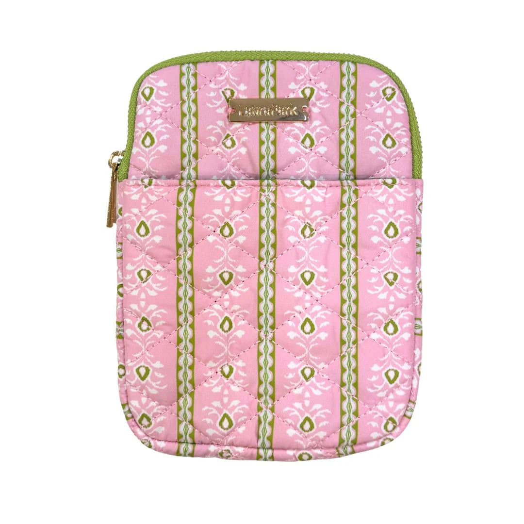 Laura Park/ Quilted E-Reader Case/ Rosemary Stripe Pink