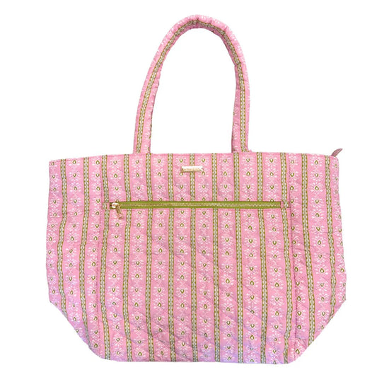 Laura Park/ Quilted Tote Bag/ Rosemary Stripe