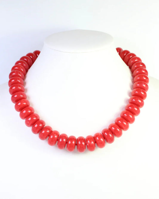 The Pipestone Marble Beaded Necklace/ Red