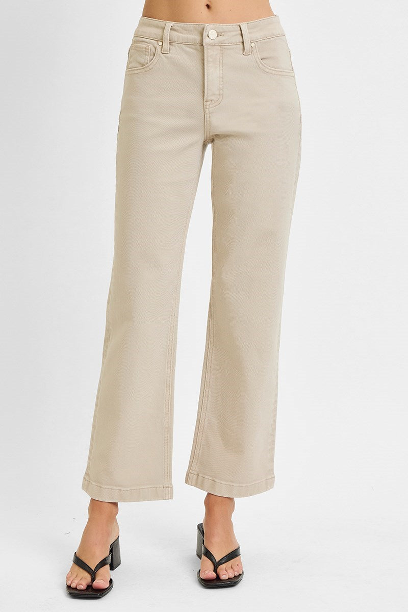 Risen/ MR Ankle Straight Jean/ Almond