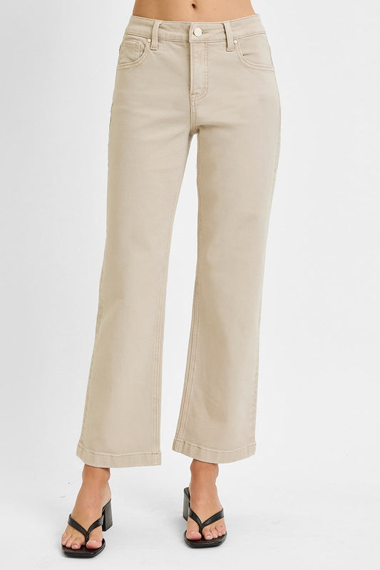 Risen/ MR Ankle Straight Jean/ Almond