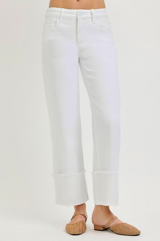 Risen/ TC MR Crop Wide Leg Cuff Denim