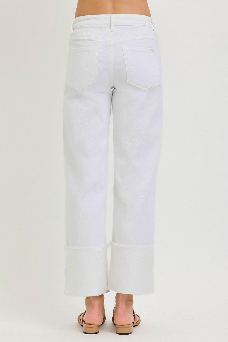 Risen/ TC MR Crop Wide Leg Cuff Denim