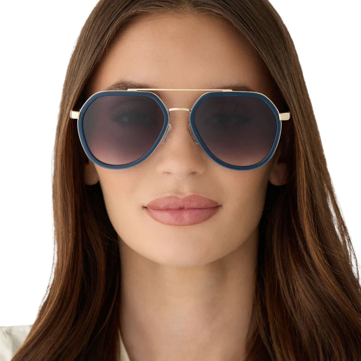 Diff/ Joey Sunglasses/ Clubhouse Blue + Brushed Gold