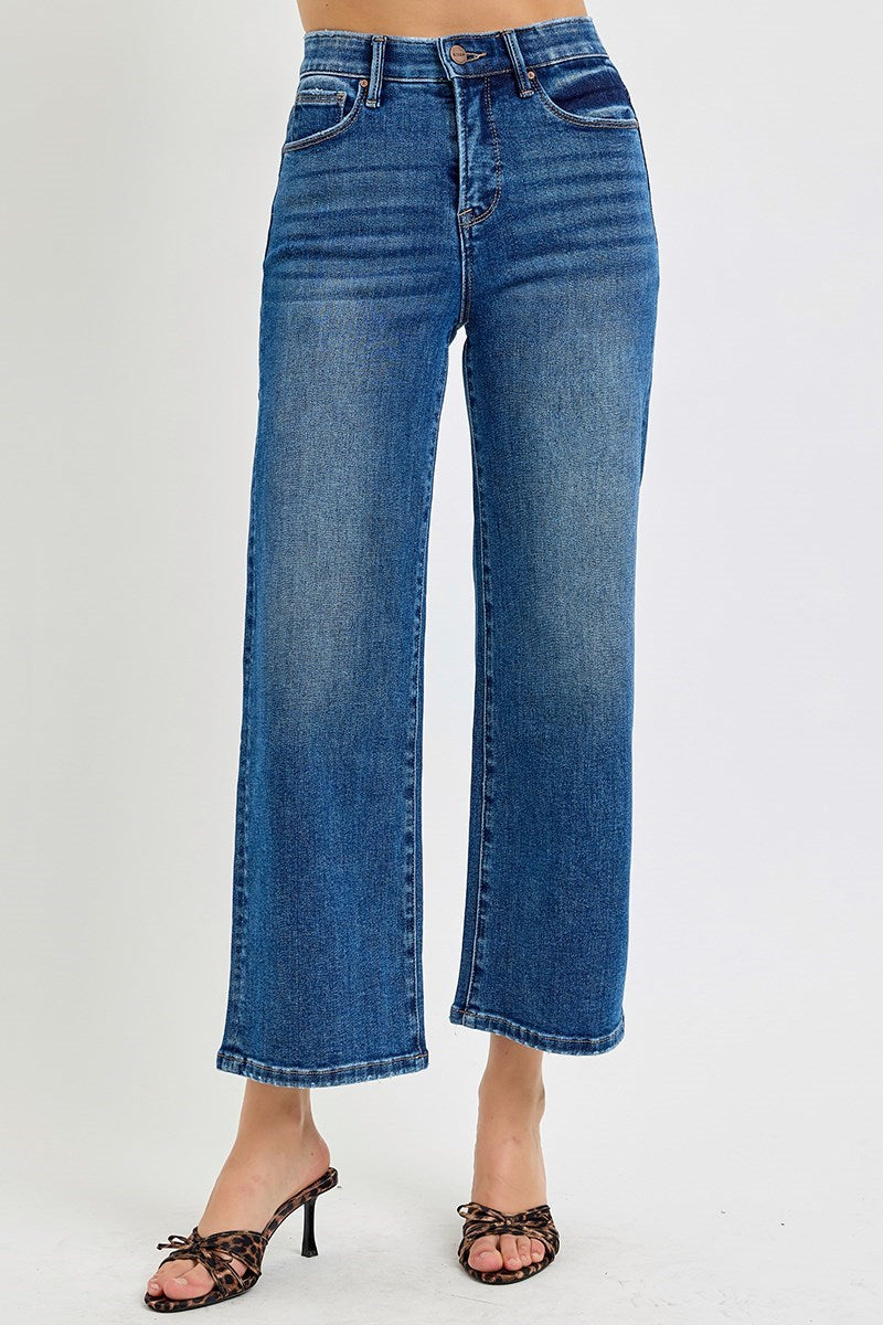 Risen/ HR Crop Wide Jean/ Dark Wash