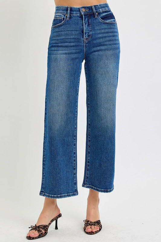 Risen/ HR Crop Wide Jean/ Dark Wash