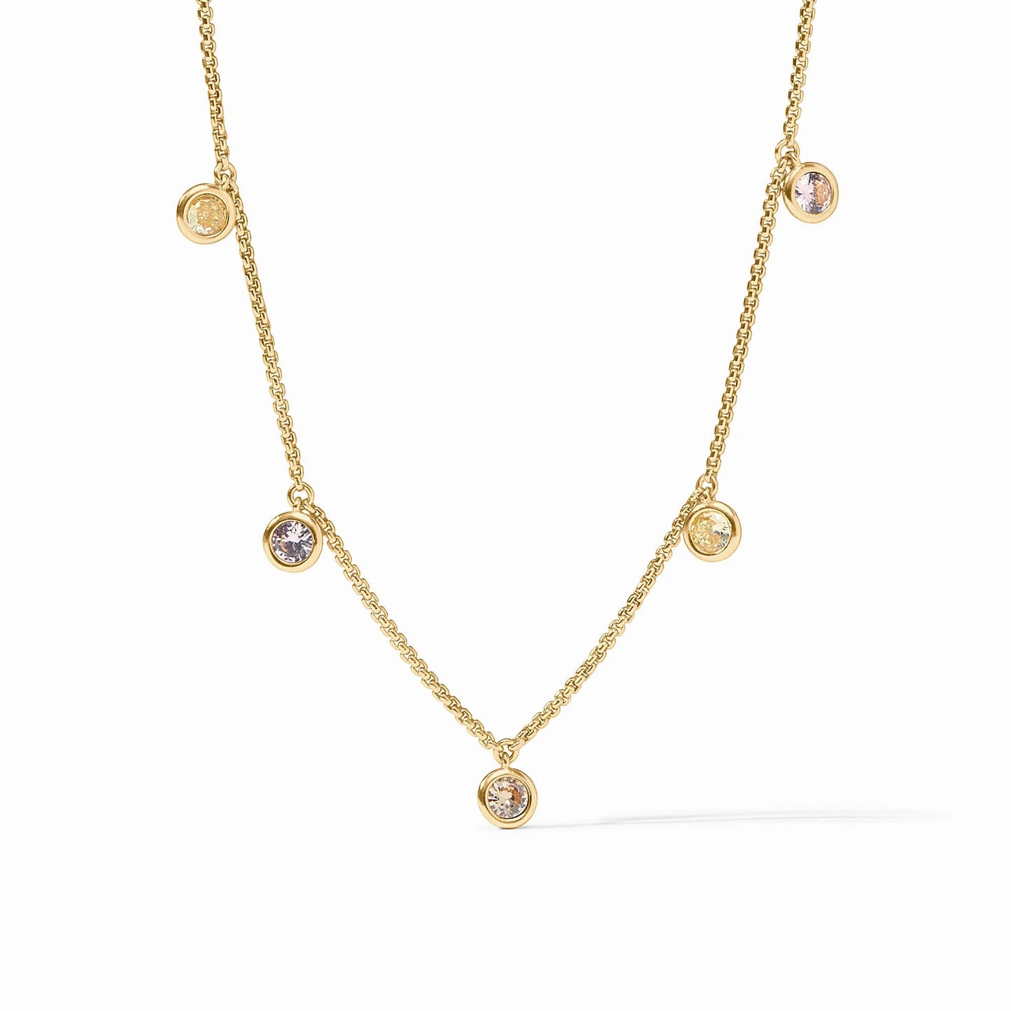 Julie Vos/ Rainbow Delicate Charm Necklace/ Champagne Radiance