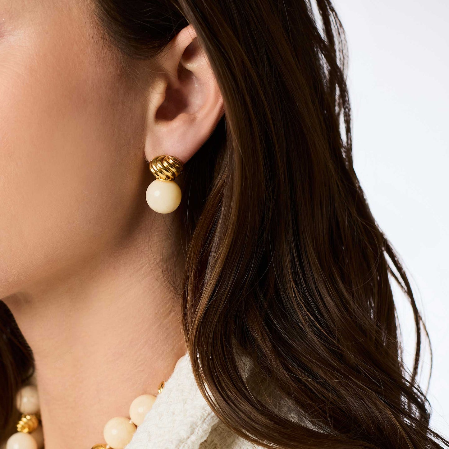 Julie Vos/ Ravello Midi Earring/ Ivory