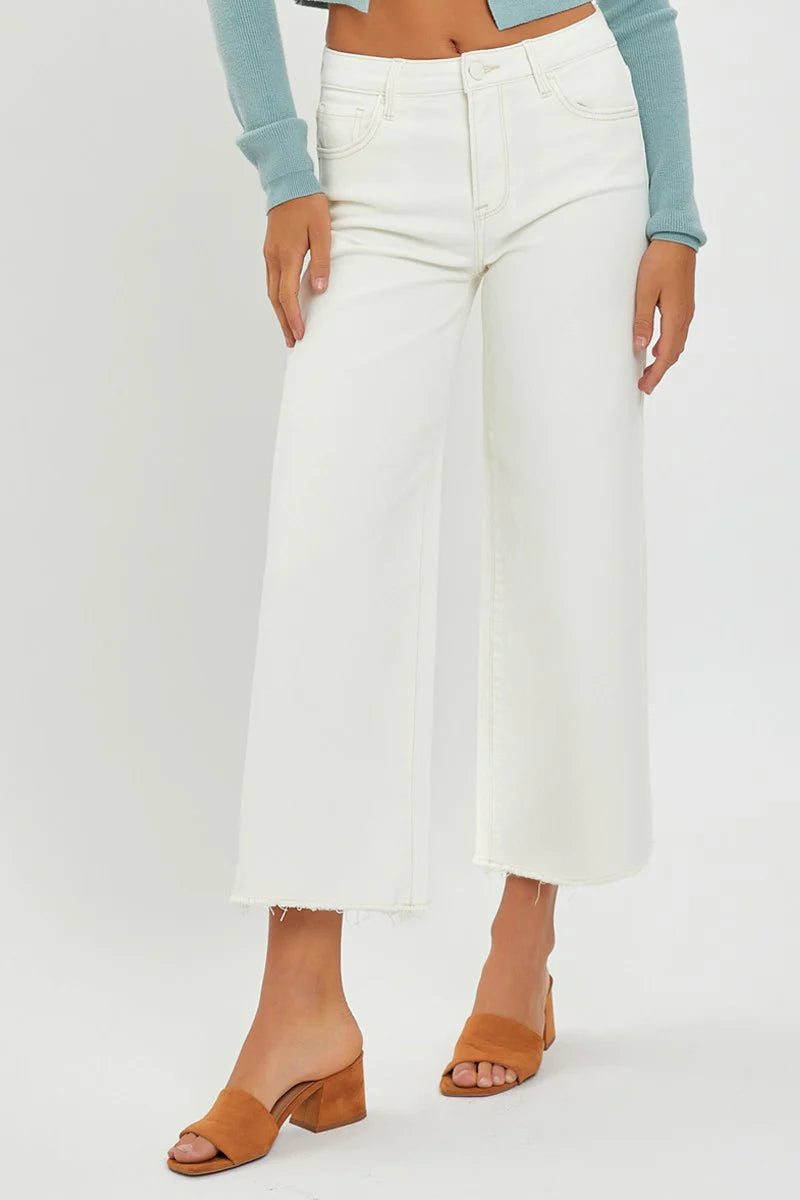 Risen/ HR Crop WIde Leg Pant/ Cream