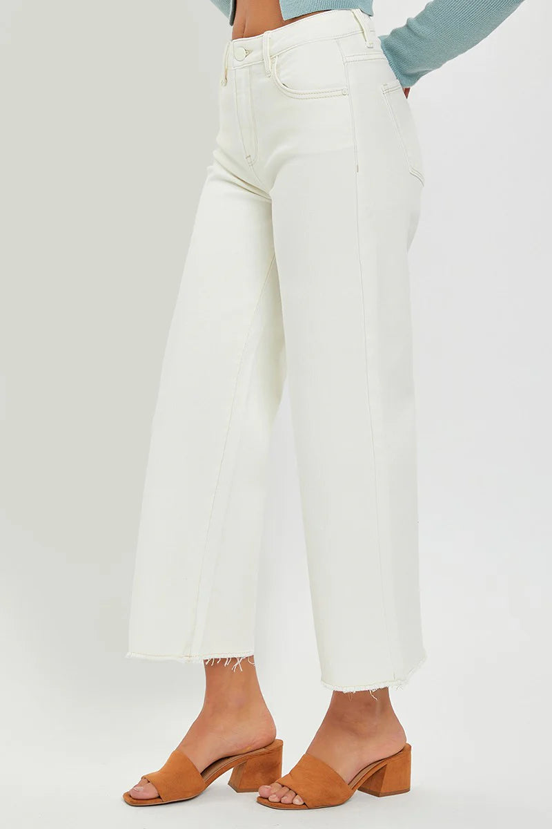 Risen/ HR Crop WIde Leg Pant/ Cream